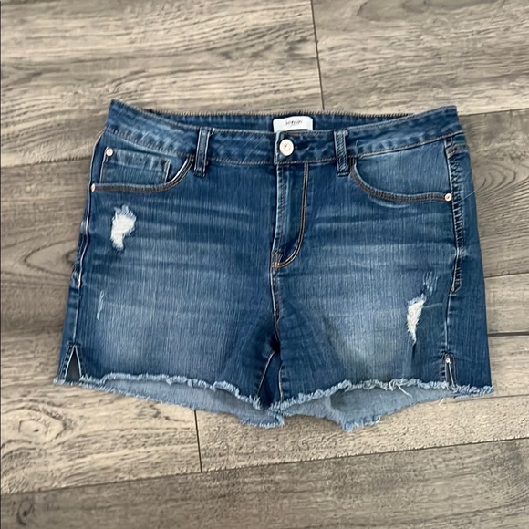 Kensie Pants - Kensie Blue Distressed Denim Jean Shorts